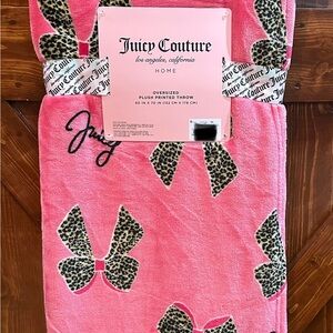 Juicy Couture Pink Leopard Bow Throw Blanket